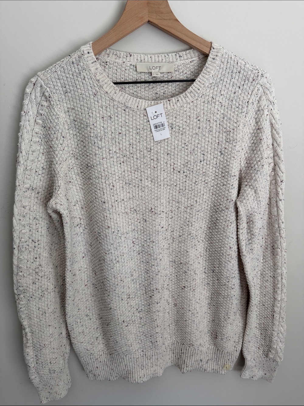 Loft Fisherman Cable Knit Sweater Large
